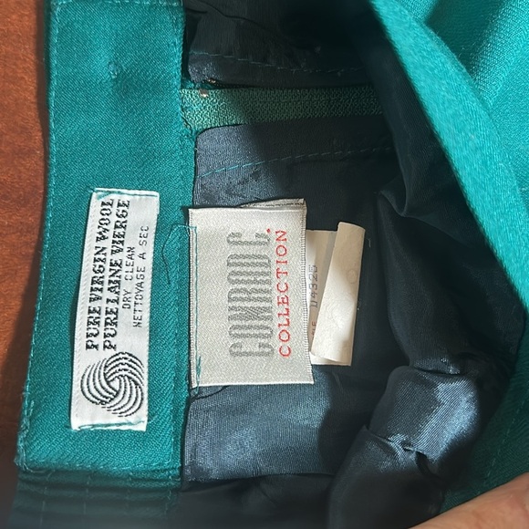Conrad C Collection | Vintage 100% Pure Virgin Wool Skirt |Teal| Lined| Pockets - Picture 4 of 4